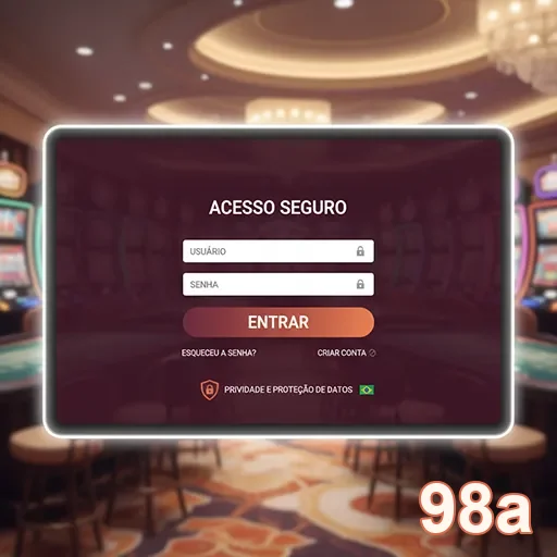 Tela de acesso seguro da 98a para jogos de slots.