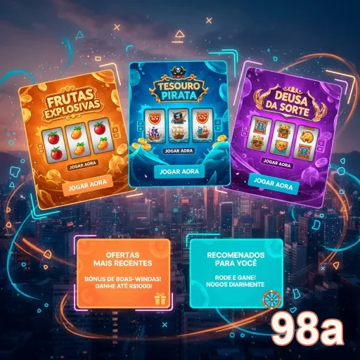 Imagem da plataforma 98a com slots populares e ofertas.
