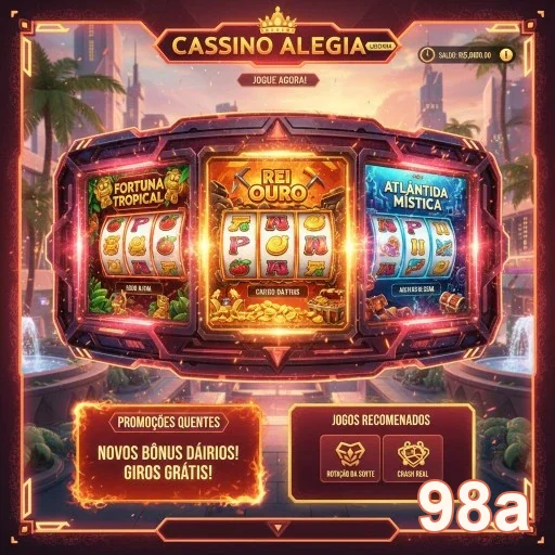 Interface do 98a com caça-níqueis e promoções VIP.