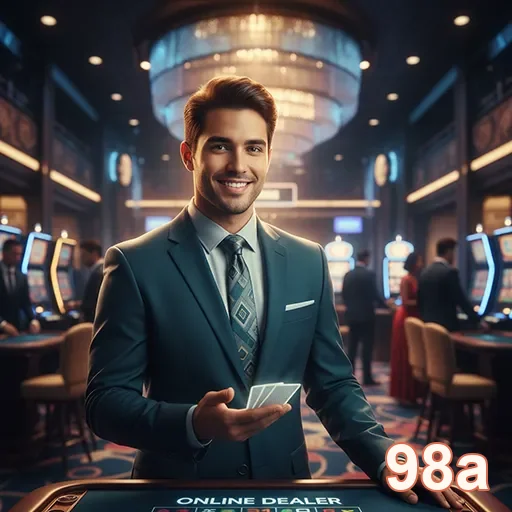 Homem sorridente em cassino online 98a com acesso seguro.