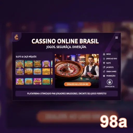 Visão do cassino online 98a com suporte VIP destacado.