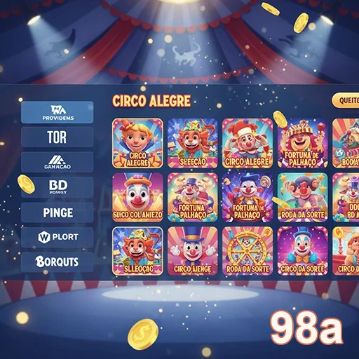 Interface de jogos VIP da 98a com diversas opções temáticas.