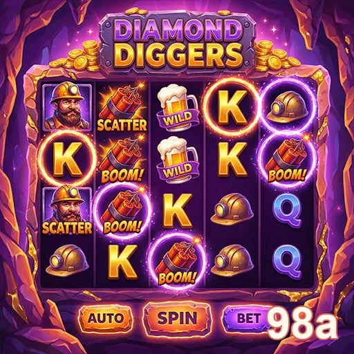 Ilustração de slot game Diamond Diggers na 98a.