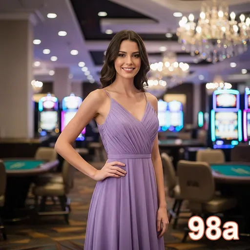 Jogadora sorridente em ambiente de cassino na 98a.