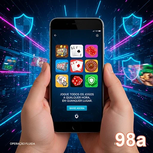 Jogador acessando serviços VIP no site 98a com smartphone.