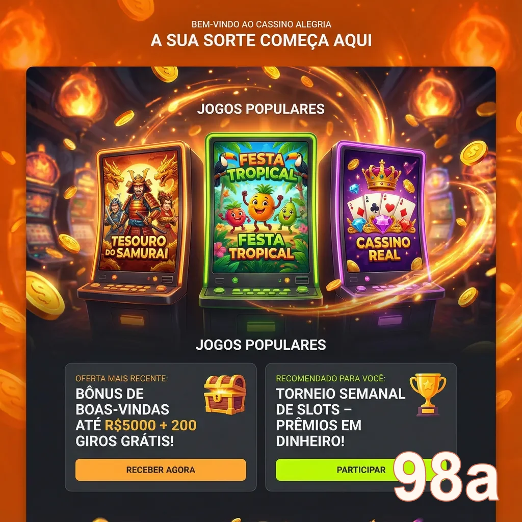 Seleção de jogos de slots na 98a, incluindo Tesouro do Samurai.