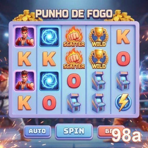 Tela do jogo 'Punho de Fogo' no site 98a mostrando slots.
