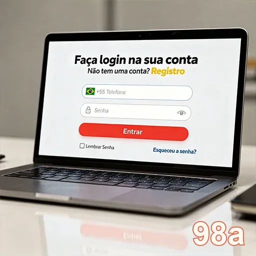 Tela de login da conta na 98a, plataforma de cassino online.