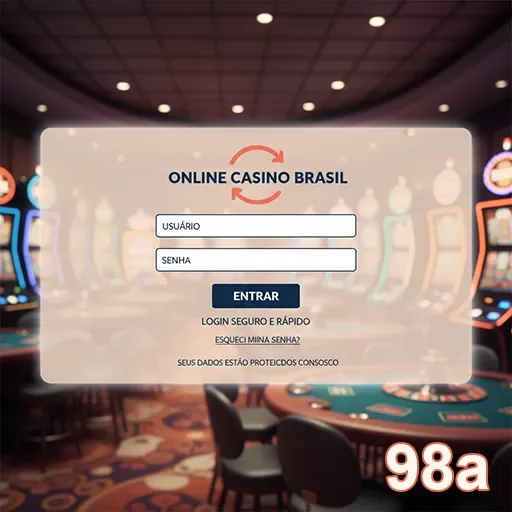 Tela de login do site 98a com opções para usuários.