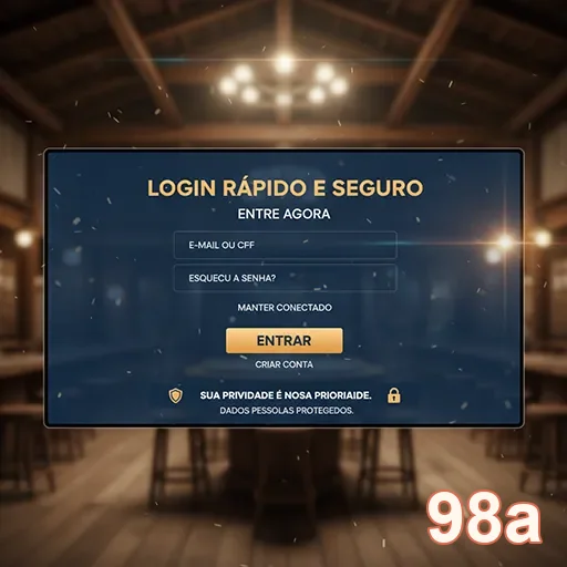 Tela de login rápido da 98a com segurança garantida.