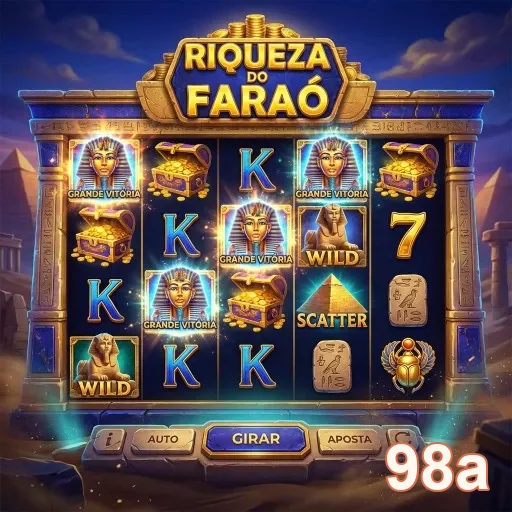 Interface do jogo 'Riqueza do Faraó' no site 98a.