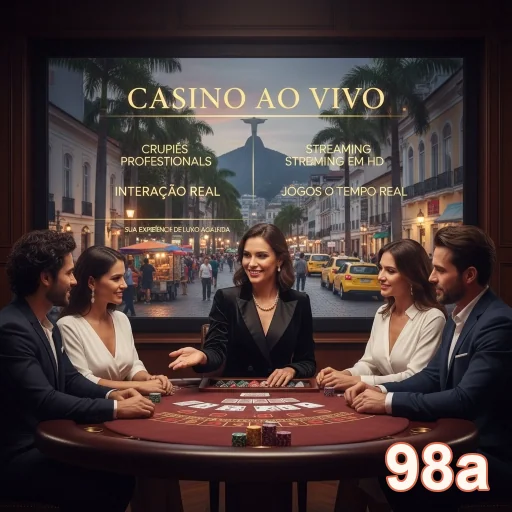 Jogadores em mesa de cassino ao vivo no 98a, com crupiê.