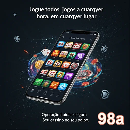 Tela do aplicativo 98a com jogos de cassino acessíveis.