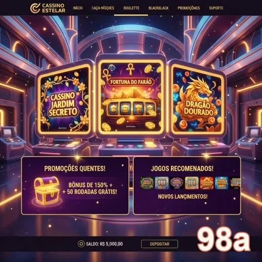 Interface da plataforma 98a destacando promoções VIP.